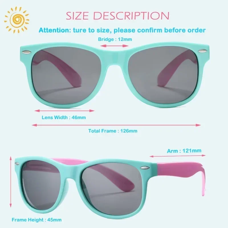 Kids Polarized Sunglasses TR90 Boys Girls UV Protection Sun Glasses Silicone Safety Glasses For Children Baby Eyewear Age 3-12