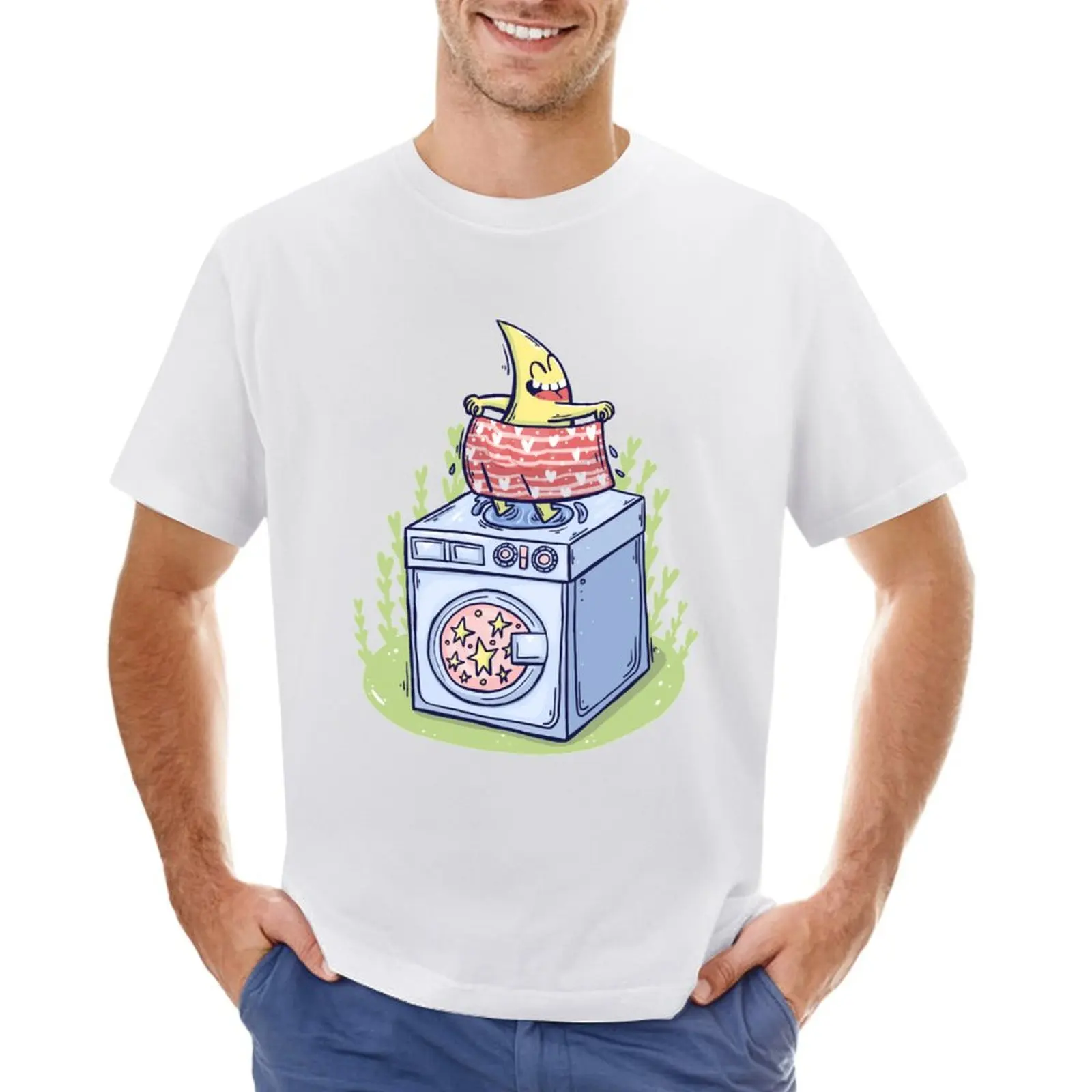 

washing machine washes the stars T-shirt graphics boys whites mens workout shirts
