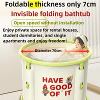 Installation-free Folding Tub Adult Full Body Bath Bucket Portable Bathtub Ready Household Children's Bath Bucket 70*66cm 1