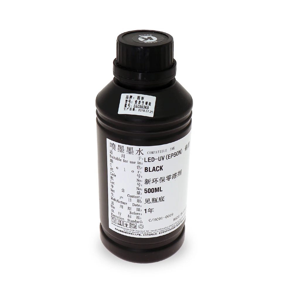 500ML LED UV Ink For DX4 DX5 DX6 DX7 DX10 TX800 XP600 Printhead For Epson 1390 L800 L1800 L805 R1800 R1900 UV Modified Printer