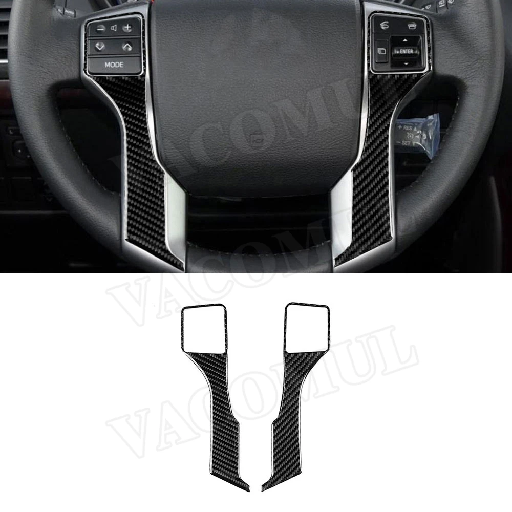 

Carbon Fiber Interior Trim Car Steering Wheel Trim Frame Panel Cover Stickers For Toyota Land Cruiser Prado 2010-2018