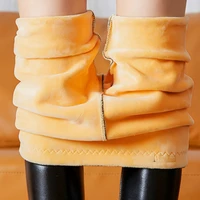 Fleece Lined PU Leather Pants - 2024 Winter High Waist Shaping Leggings, Thick Warm Footed Stirrup Pants for Women Cold Weather