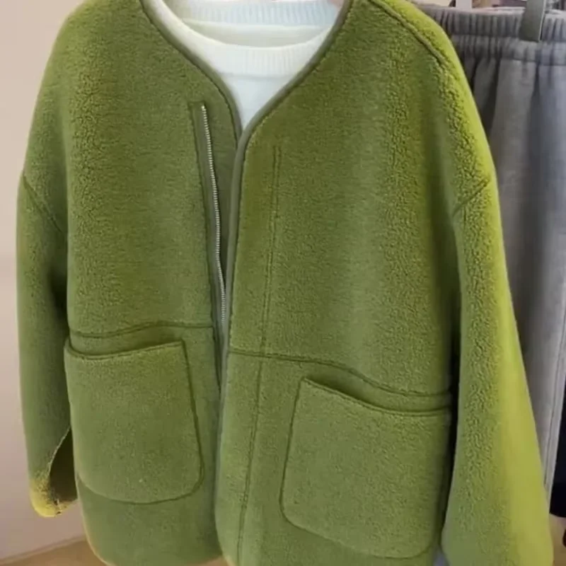 Autumn New Women's and Chic Fleece Lamb Wool Women High-end and Street Minimalist Casual Jackets