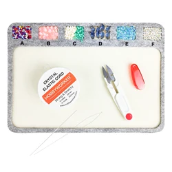 XUQIAN 0.8mm Crystal Elastic Cord with Bead Mat Bead Needle and Yarn Scissors for Bracelet Necklace Jewelry Making Beading L0187