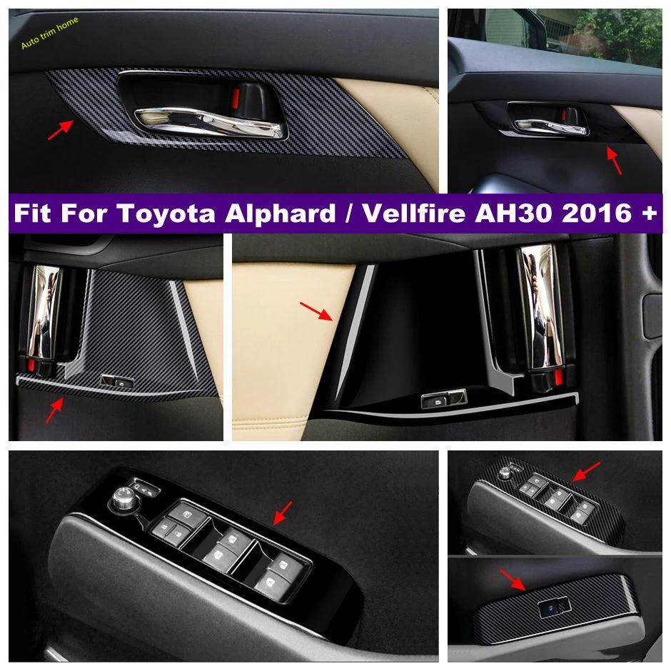 

Carbon Fiber Interior Accessories Door Handle Bowl Glass Lift Button Cover Trim For Toyota Alphard / Vellfire AH30 2016 - 2022