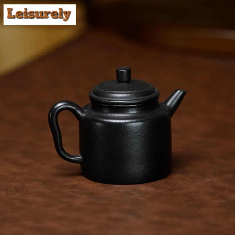 180ml Yixing Purple Clay Teapots Handmade Black De Zhong Pot Raw Ore Dahongpao Mud Tea Brewing Kettle With Strainer Zisha Teaset