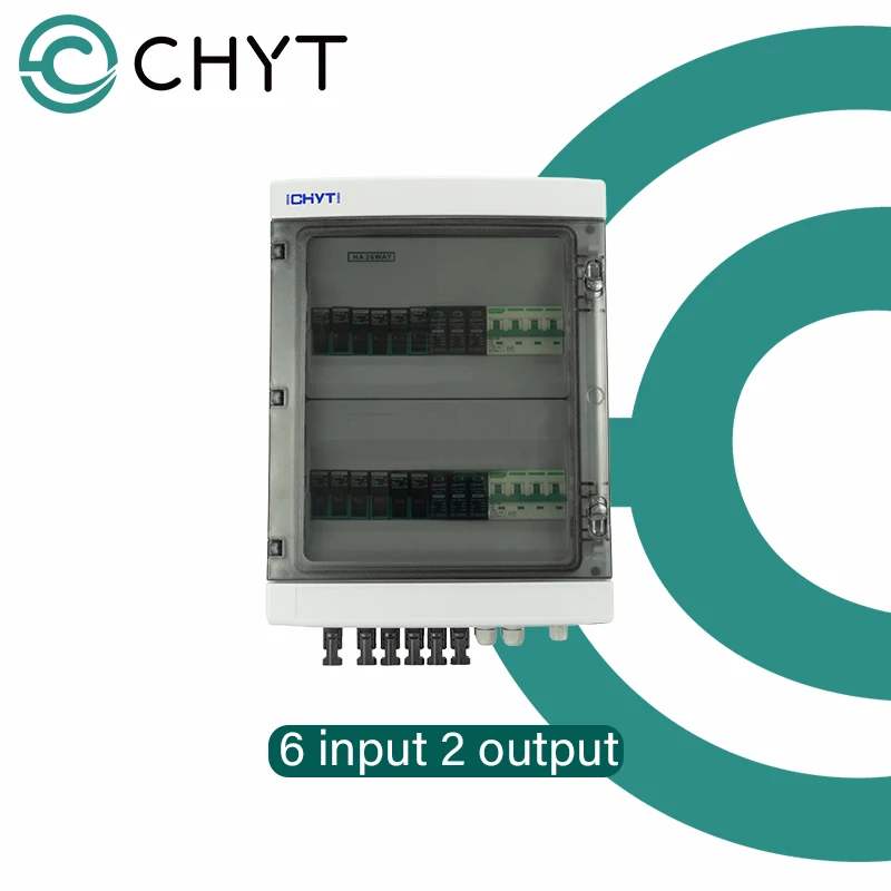 

CHYT 1000V 6 Input 2 Output 6 String Solar PV Array 4P Circuit Breaker 3P SPD Solar Photovoltaic Combiner Box