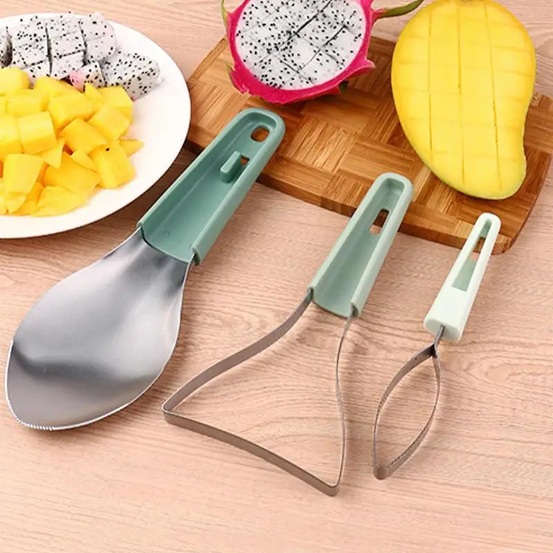 Mango Peeler 3pcs Fruit Pit Remover Cutter Tool set Fruit Slicer Pitter Mango Kernel Remover for Household Home Restaurant