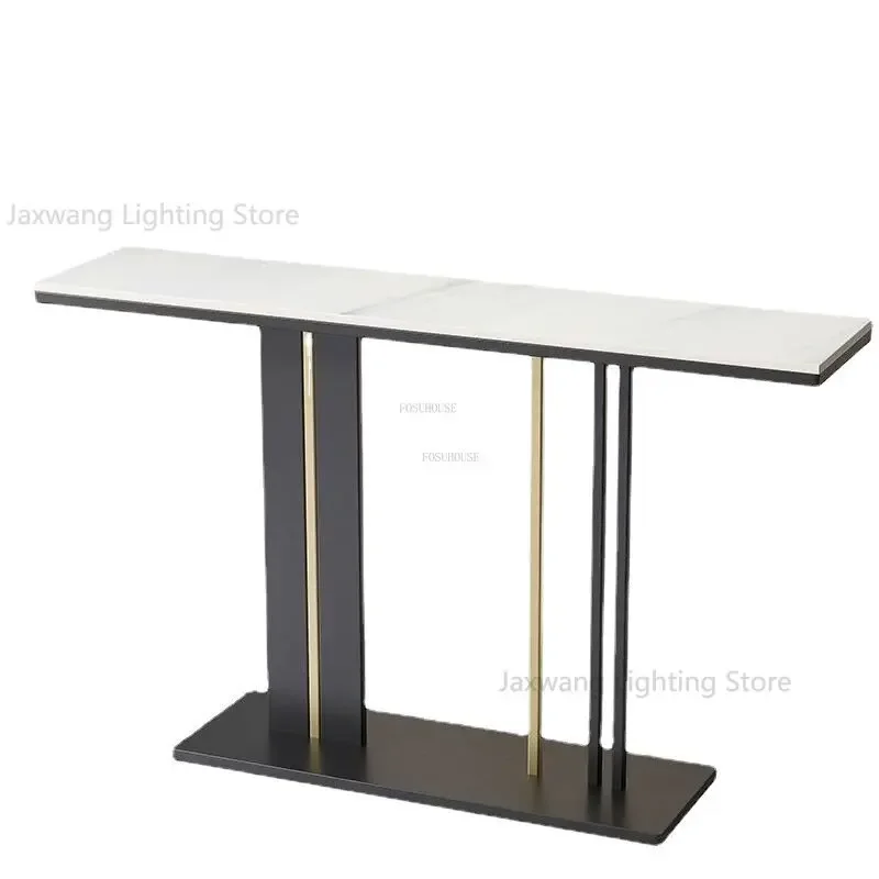 Console table modern light luxury slate console tables Nordic entrance furniture console living room against the wall iron art hallway table
