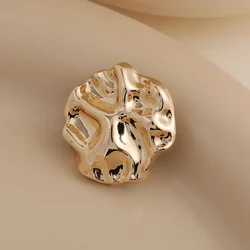 Set of 5 Elegant Gold-Toned Irregular Shank Buttons - Fashionable Sweater and Coat Accessories - 21.5mm (Gold)