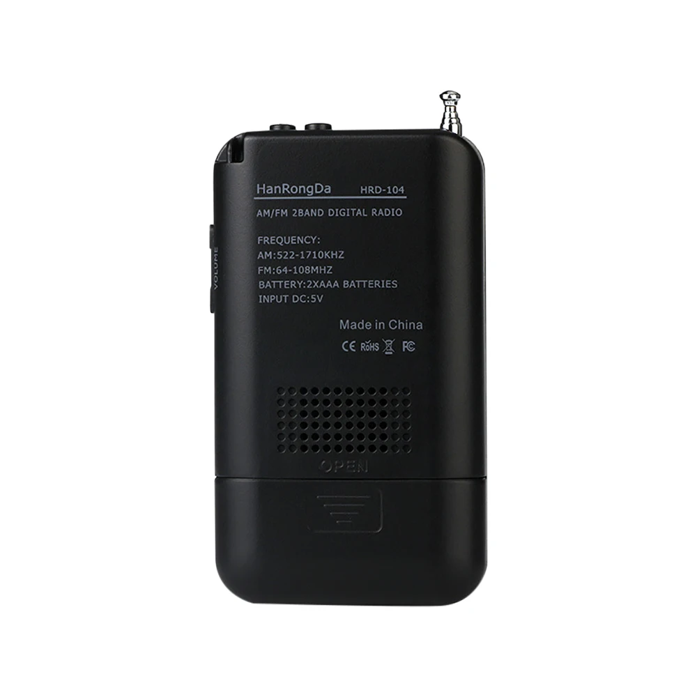 HRD-104 Pocket Radio Stereo Antenna Digital Tuning Radio LCD Display Radio FM AM Pocket with Driver Speaker Rechargeable