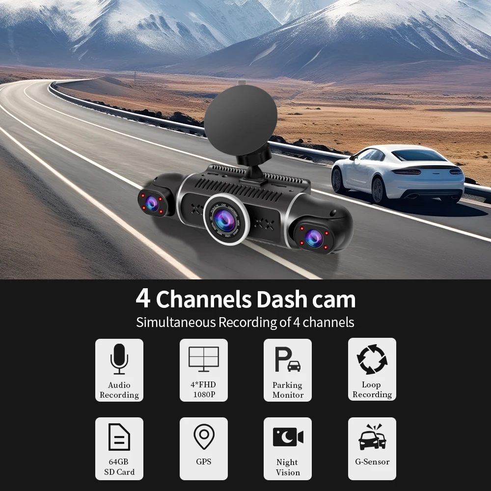  DVR  ķ,  GPS, 24 ð  , 4 , FHD 4x1080P  ȭ, G-  , ߰ ð  ڽ