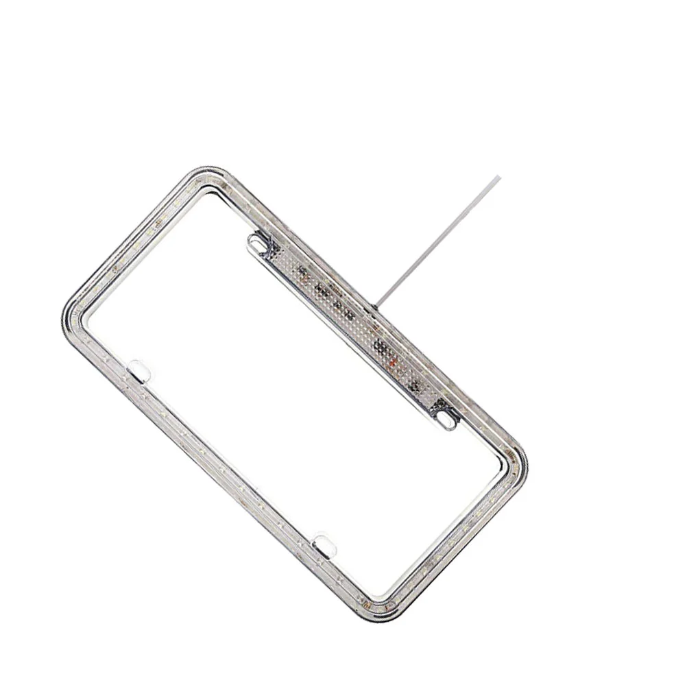 

License Plate Frame with LED Light License Bracket Car License Tag Frame License Plate Frame (White Light Color Red US Plug)