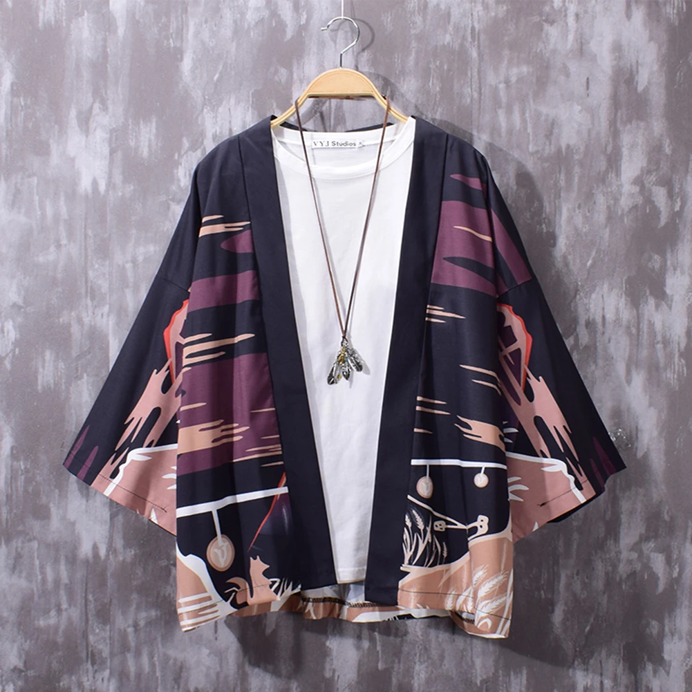 

Men Women Kimono Cardigan Robe Fox Summer Loose 3/4 Sleeve Sun Protection Garments Coat Clearance sale Wholesale Drop shipping
