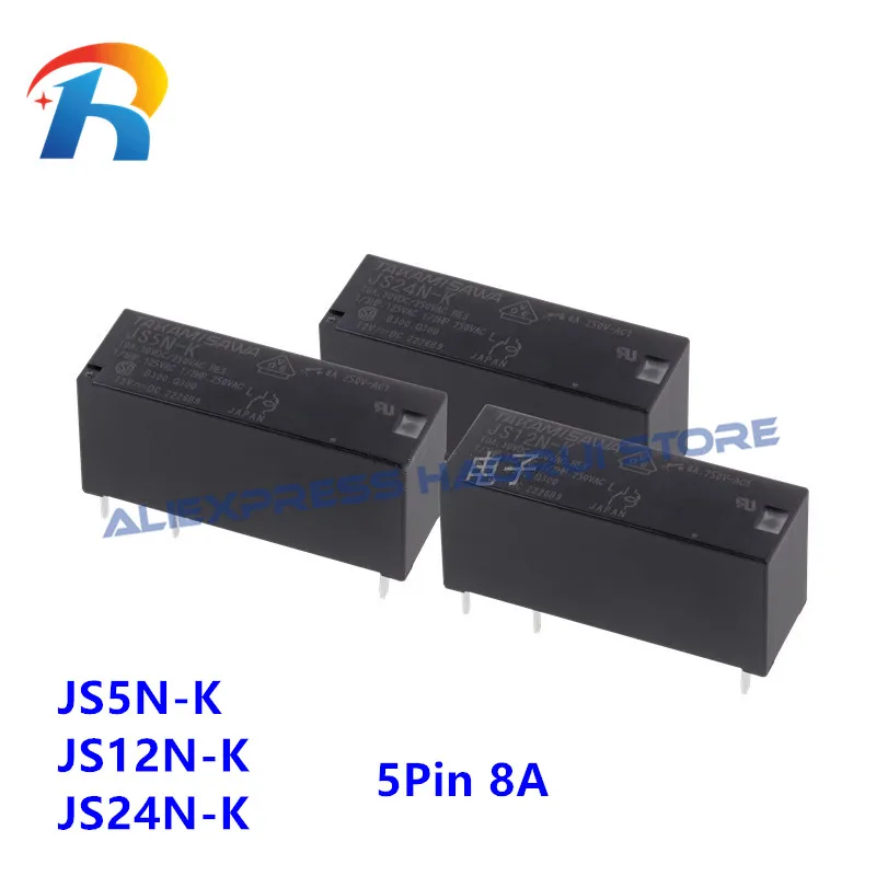 Relés Originais 5pin 12v 24v Js24n-k Js24-k Js12n-k Js12-k Js5n-k Js5-k 100 Novo 10 Pcs Lot