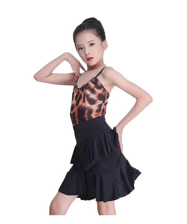 

Latin dance training clothes for girls Xia professional dance performance clothes New style children's backless Top and skirt