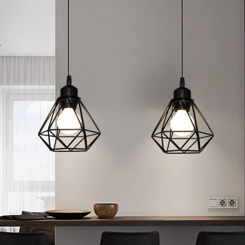 iron frame pendant lamp restaurant lighting