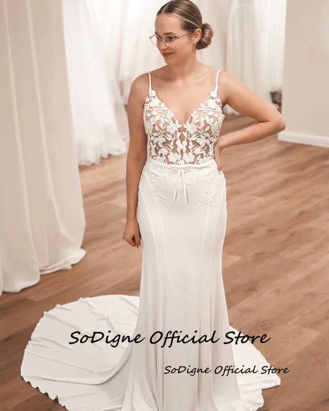 SoDigne Mermaid Satin Appliques Wedding Dresses V Neck Sleeveless Bridal Dress Long Wedding Gown Robe De Mairee Customized 12 Scf6d7c5c334e429a8ac7b44c183ea9f43