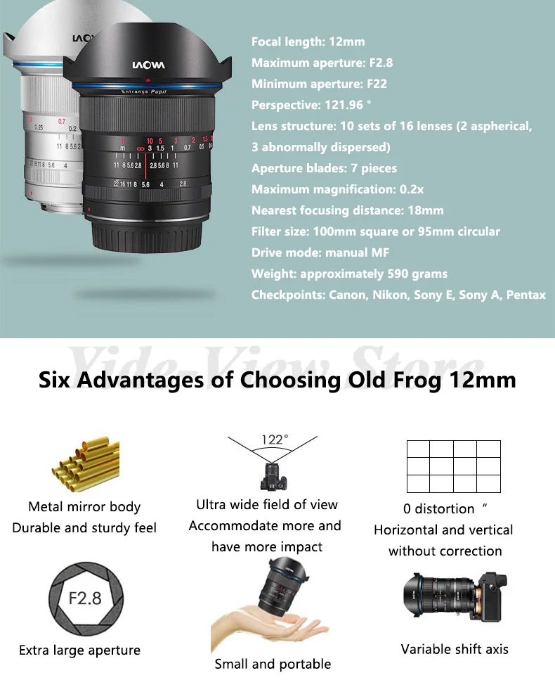 Laowa 12mm F2.8 Full Frame Super Wide Angle Lens for Canon Nikon