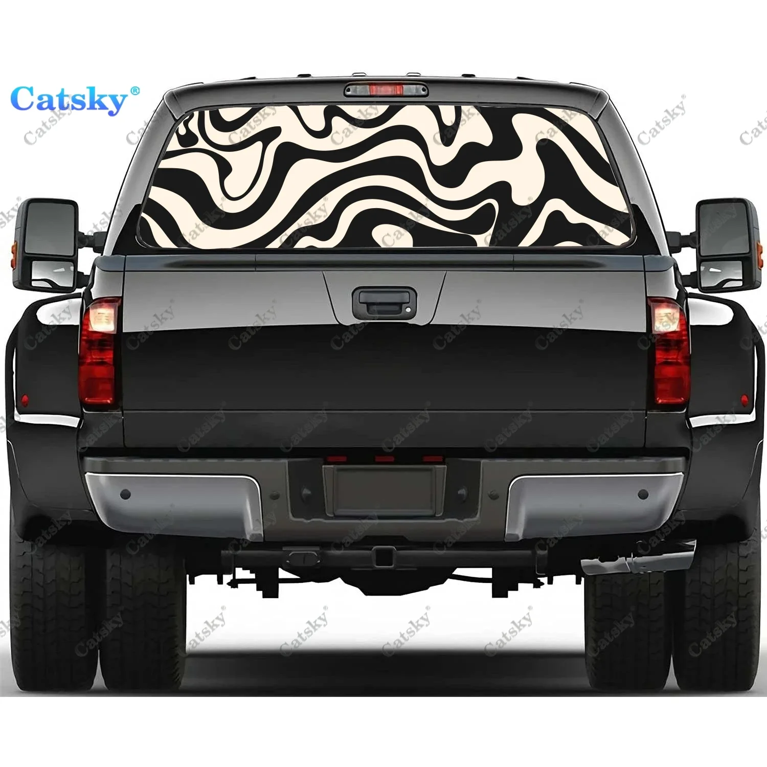 

Горизонтальная с красочной волной наклейка на заднее окно подходит для пикапа, грузовика, универсальная прозрачная перфорированная виниловая наклейка на заднее окно