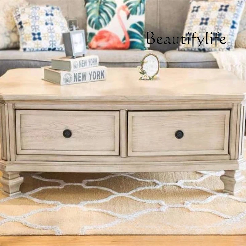 

American Country Solid Wood Tea Table Modern Minimalist Retro Tea Table