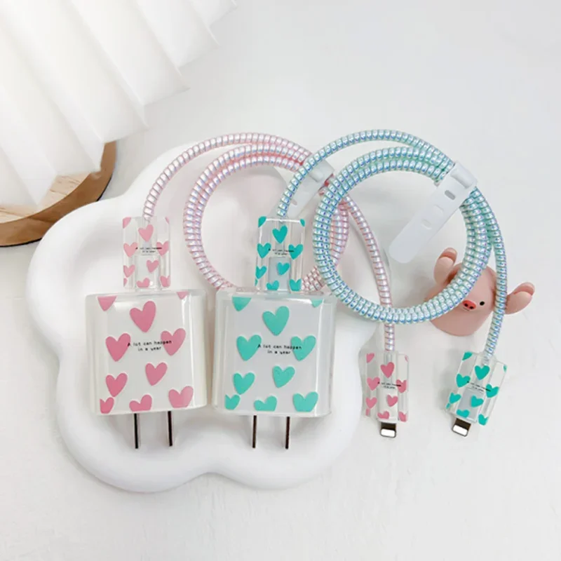 5pcs Charging Data Cable Protector For iPhone 18/20w Charger Protective Cover Winder Accessories