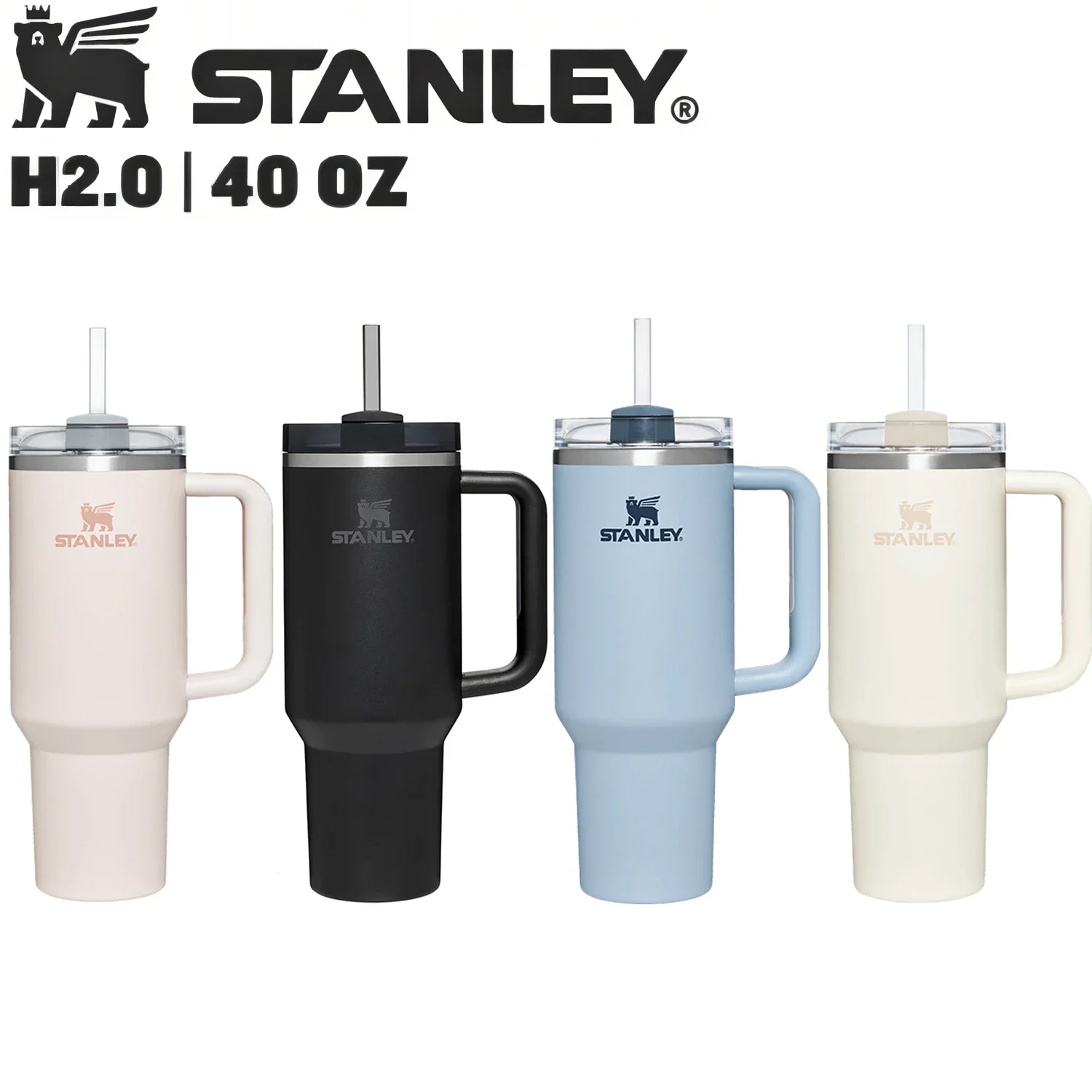 40 oz Stanlyey Tumbler Insulated with Straw Flip Straw Tumbler Stainless  Steel Vacuum Insulated Cup with Handle for Women - AliExpress