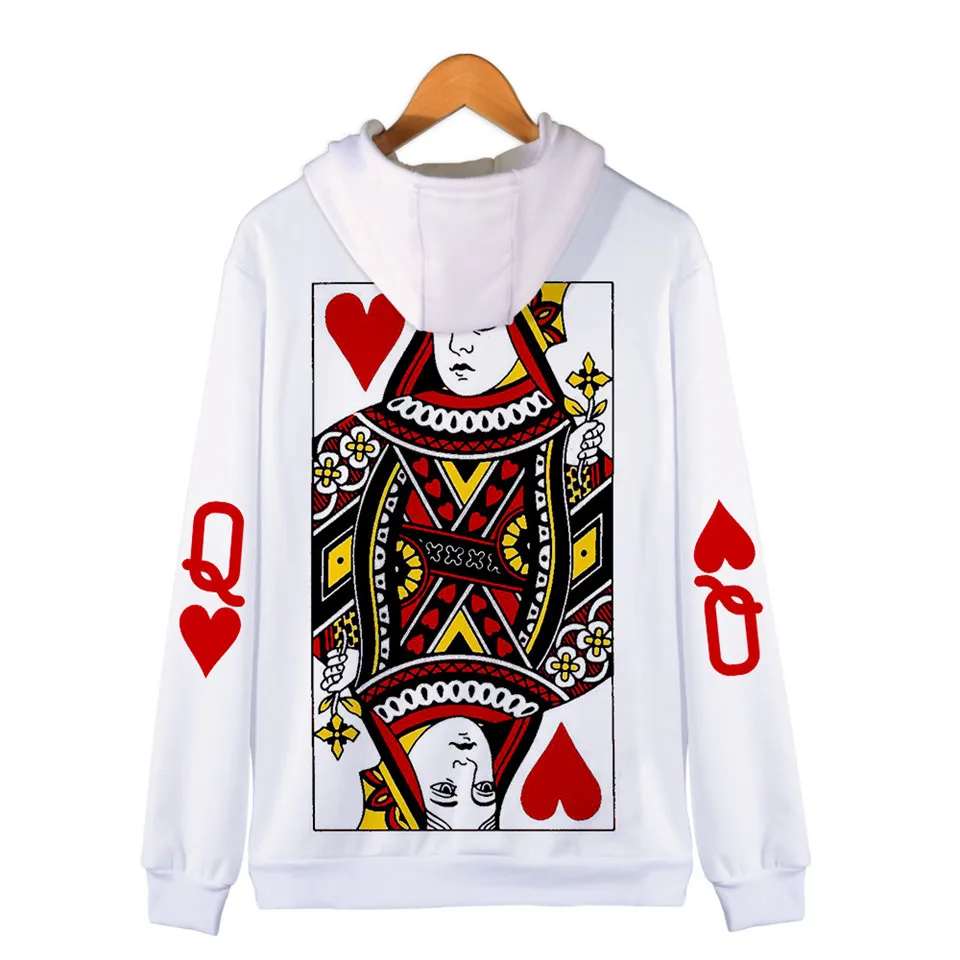 Playing Cards Poker K Q print hoodies men/women KING QUEEN hoodie