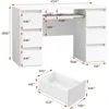 Computer Desk with 6 Drawers, 47 Inch Writing Wood Desk with Drawers PC Laptop Vanity Makeup Desk, Work Study Table Desk White 5