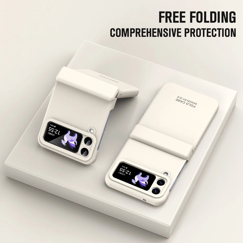 For Samsung Galaxy Z Flip 5 Flip 4 Flip 3 Case Drop Proof Flat Hinged Tempered Film Cover For Samsung Galaxy Z Flip 5 4 3 5G