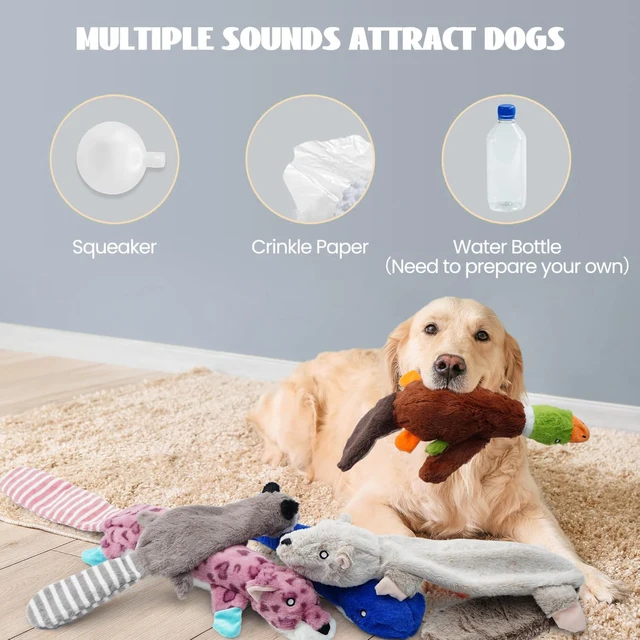 Dog Squeaky Toys, Crinkle Plush Dog Toys, No Stuffing Dog Toys for Small Medium Large Dogs, Stuffless Puppy Toys for Boredom 6