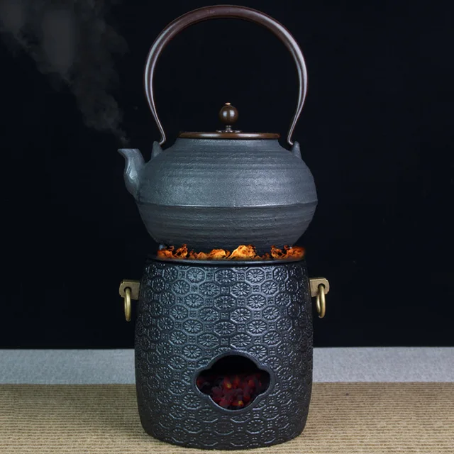 Fém Japán Szél Kályha Teáskanna Melegebb Tea Ceremónia Vintage Kézzel Készített Nagy Tűzmelegítő Kályhák Utazási Féle Urna
