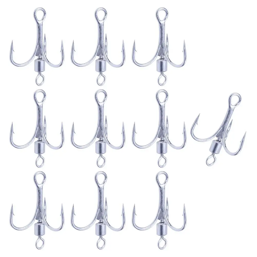 

10Pcs/Pack Fishing Treble Hook High Carbon Steel Reinforced Vibration Rotary Sequin Barb Fresh Water Seawater Tackle