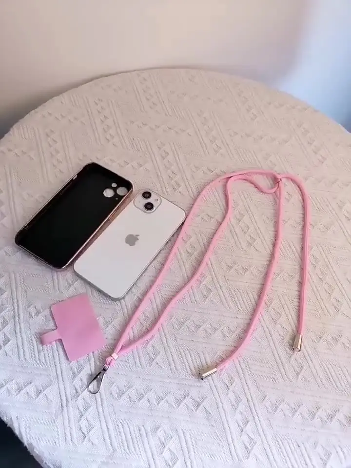 Lanière Antichute Universelle Pour Téléphone – Bandoulière Réglable 1.5m, Détachable, Ne Bloque Pas La Charge, Bleu Ciel