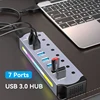 High Speed RGB 7 Ports USB 3.0 HUB Individual Switch 3.0 Adapter Multiport USB A Splitter Aluminum USB Hub For Computer Laptop 1
