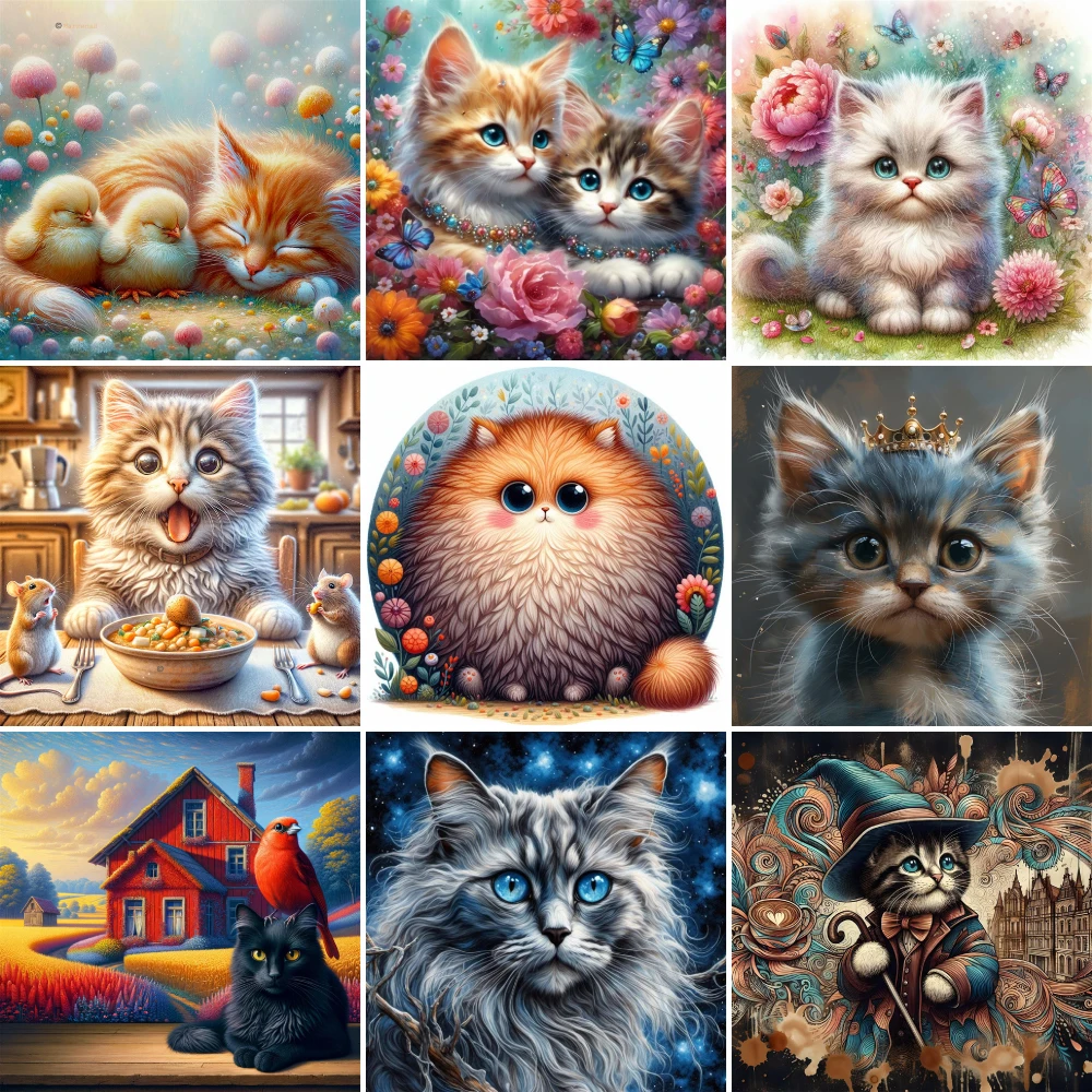 Tier Haustier Katze vor gedruckt Kreuz stich Stickerei komplettes Kit dmc Fäden malen Stricken Handarbeiten Nähen Verkauf Magie Mulina