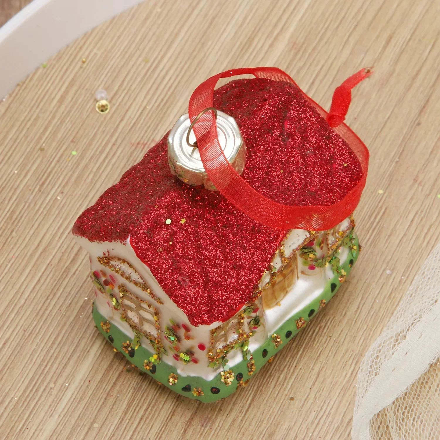 Handmade DIY Christmas House Tree Ornaments Glass Decorations for Home New Year Party 2025 Nativity Glass Christmas Toys