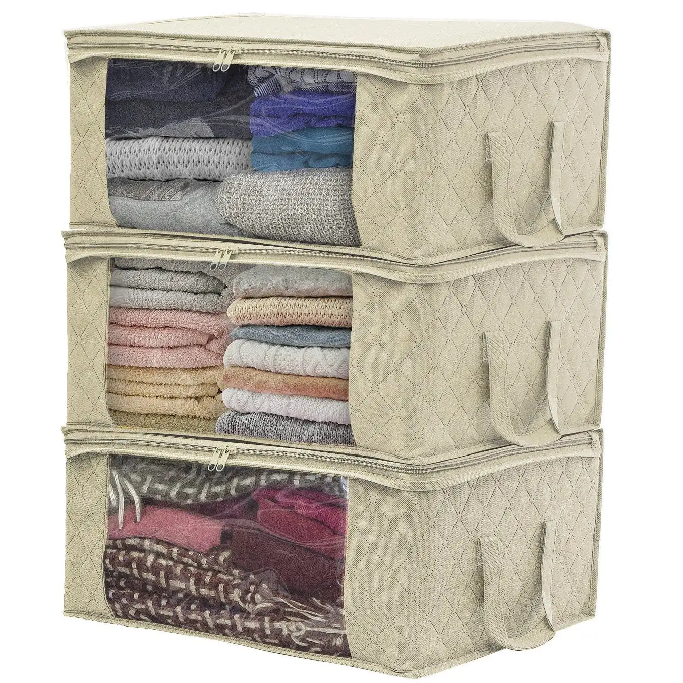 

Sorbus Space-Saving and Durable Shelves Clothing Storage, Beige, 3 Count