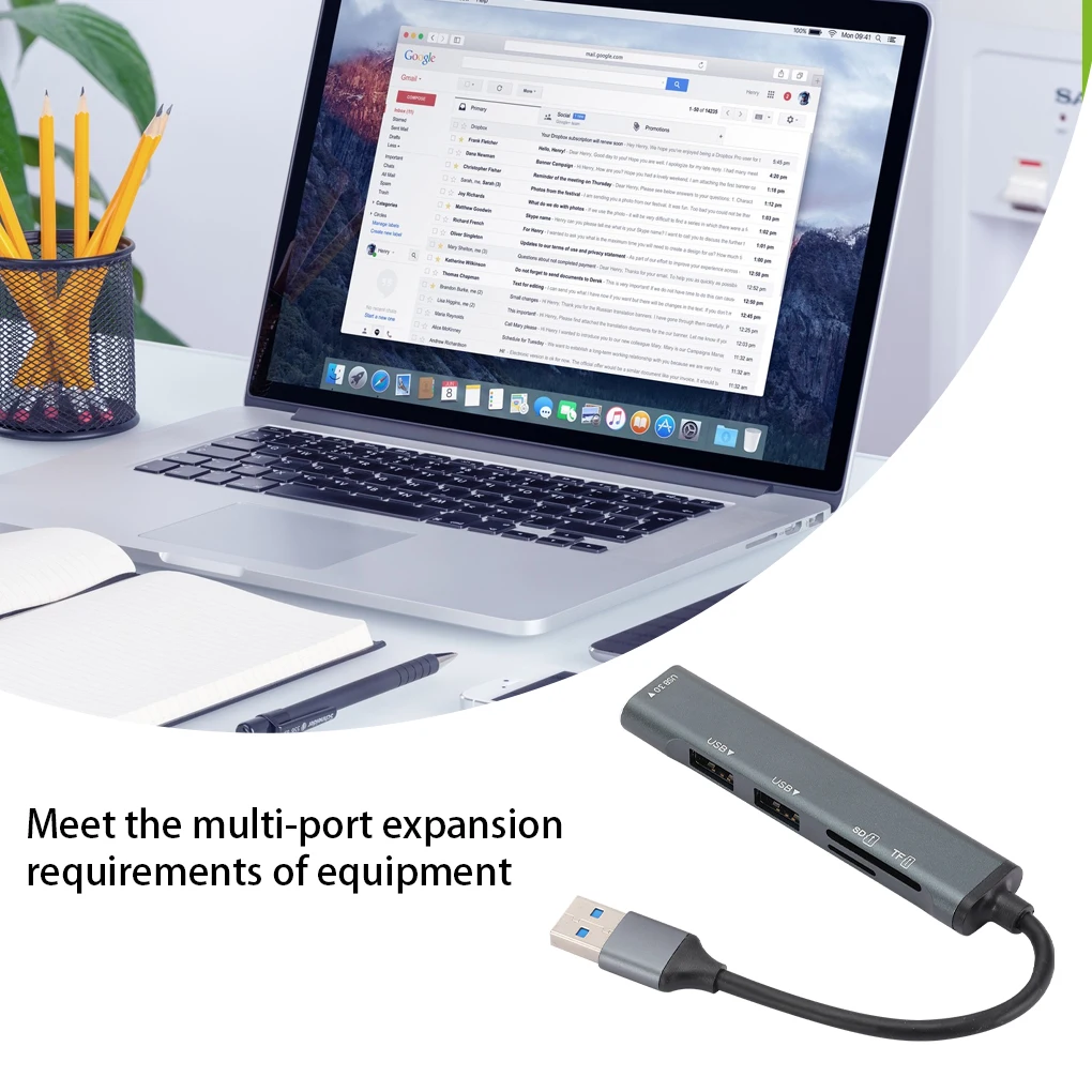 

USB Hub Expansion Docking Station Adapter Notebook Splitter Reusable Dock