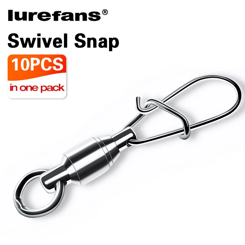 Lurefans10pcspackStainlessSteelHookLockSnapSwivelSolidRing