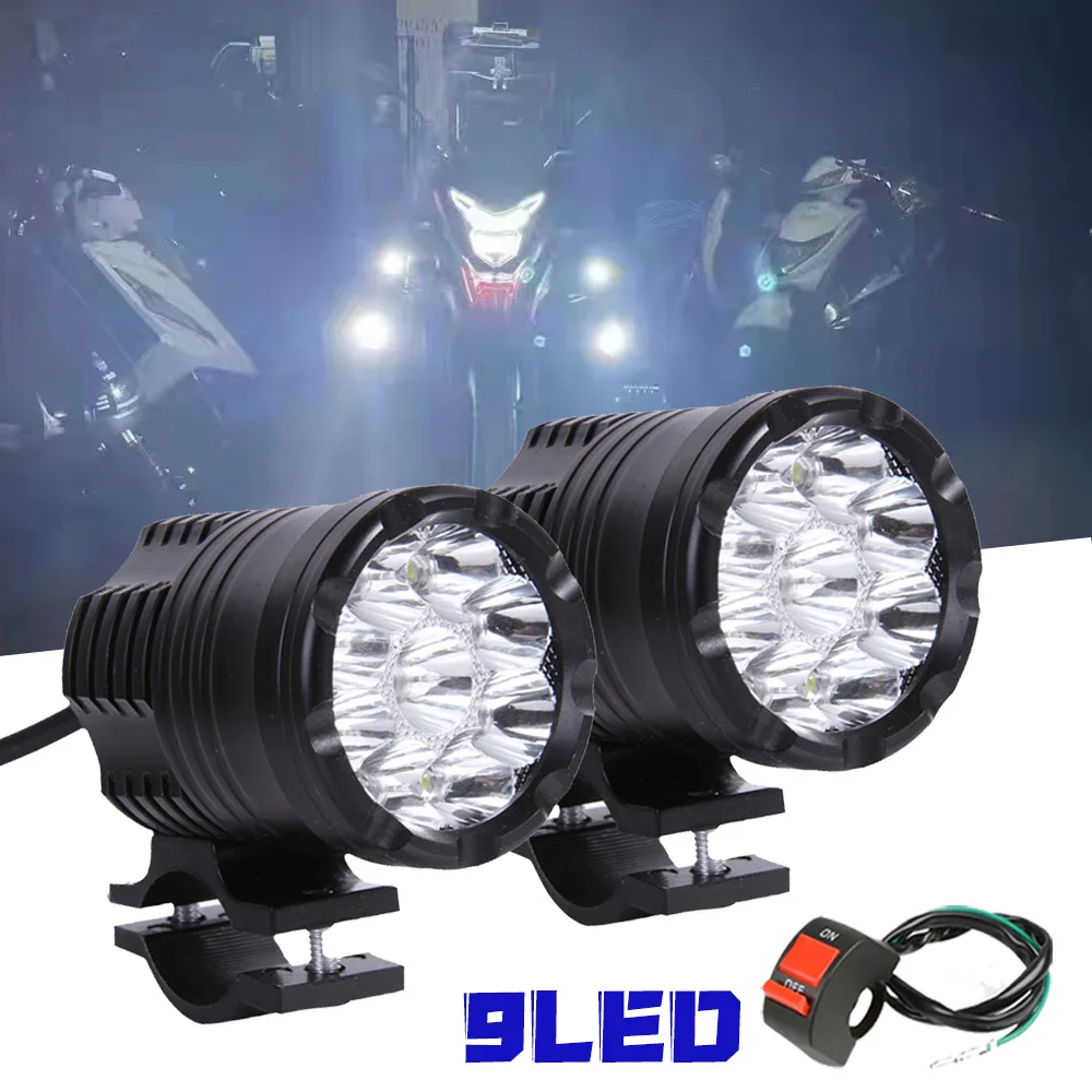 Additional 9 LED Fog Lights Motorcycle Front Headlights For KAWASAKI