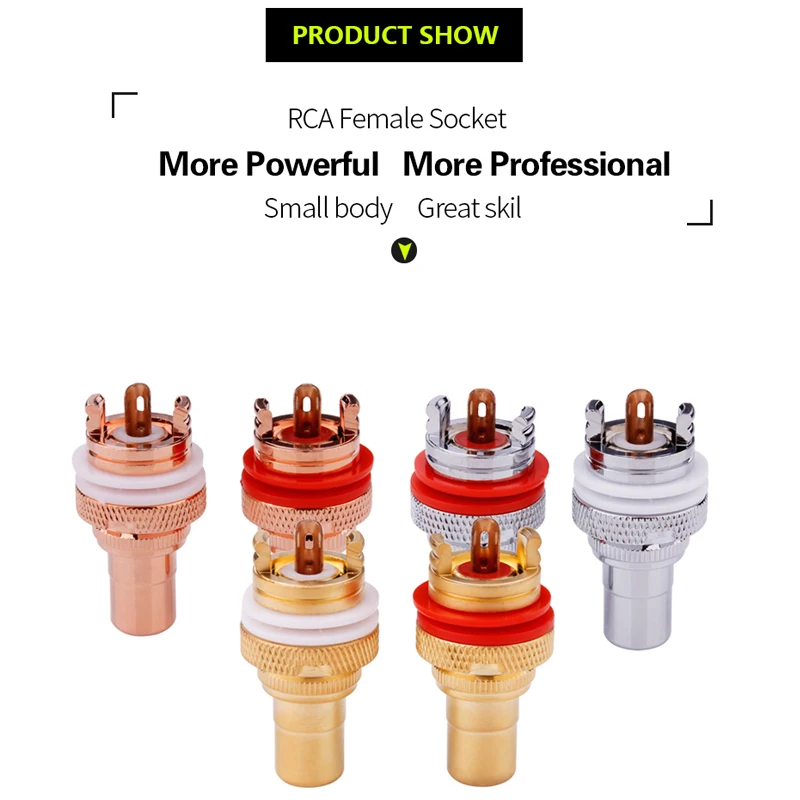Yytcg Pcs Rca Fêmea Chassis Soquete do Conector Cmc Banhado a Ródio Jack de Cobre 32 mm Cobre Plug Amp Hifi Branco Vermelho Áudio Jacks - Image 6