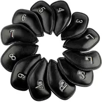 Premium Magnetic Leather Golf Club Head Cover a Set of 11 Pieces Suitable for Most Club Heads Embroidered With Club Labels 1