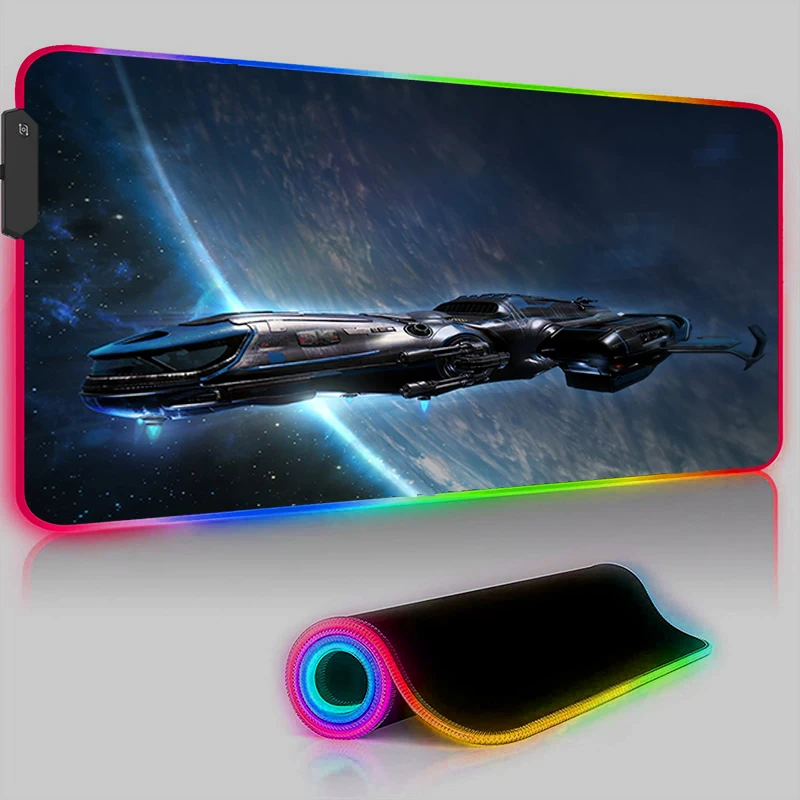 Scrivanie Per Computer Tappetino Per Mouse Rgb Led Star Citizen Mousepad Gamer Accessori Per Giochi Tappeto In Gomma Per Laptop Tappetini Per Giochi T