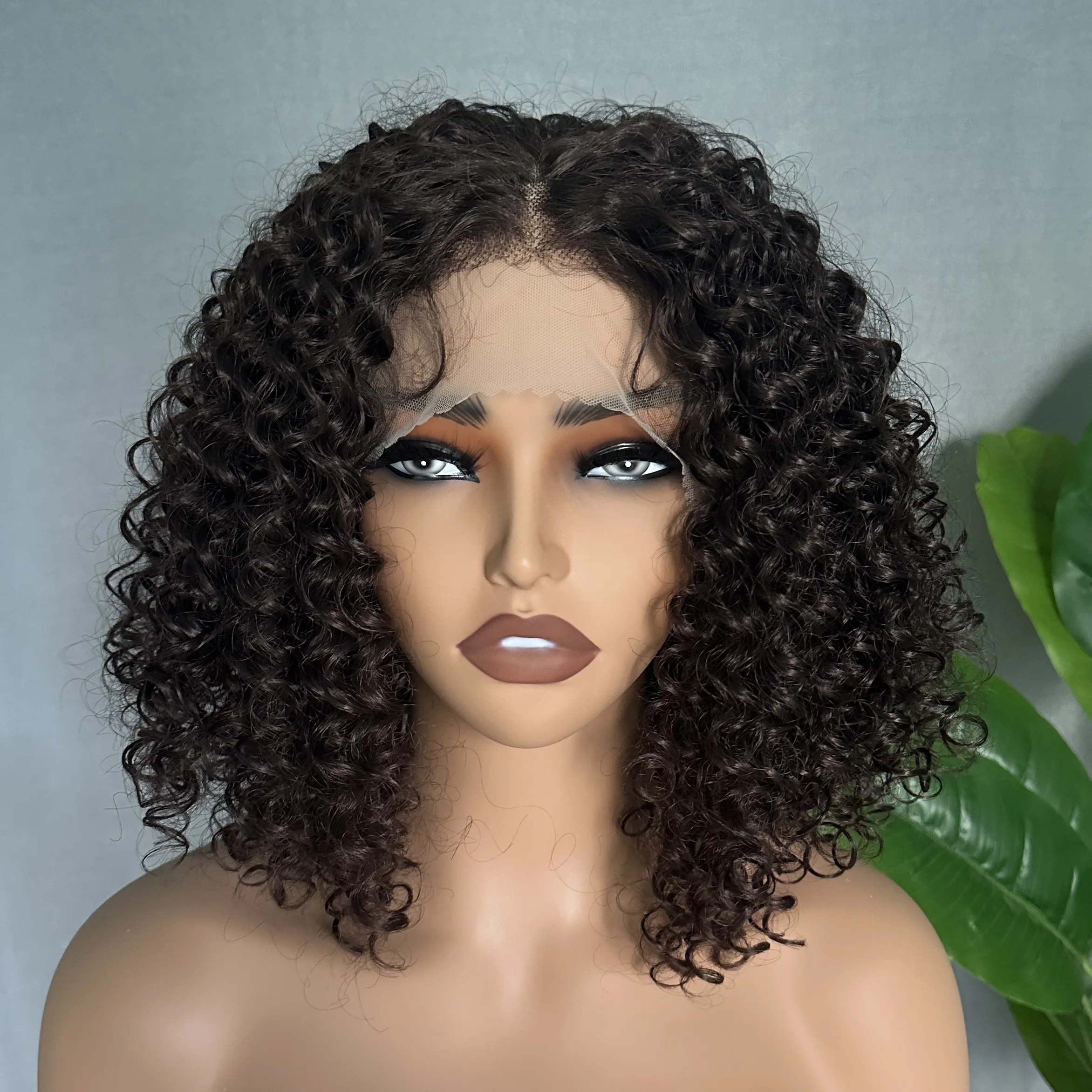 

IPARTY Short Breathable Lace Front Wigs Curly Bob Brown Wig Natural Synthetic Wig for Black Women Daily Use Heat Resistant