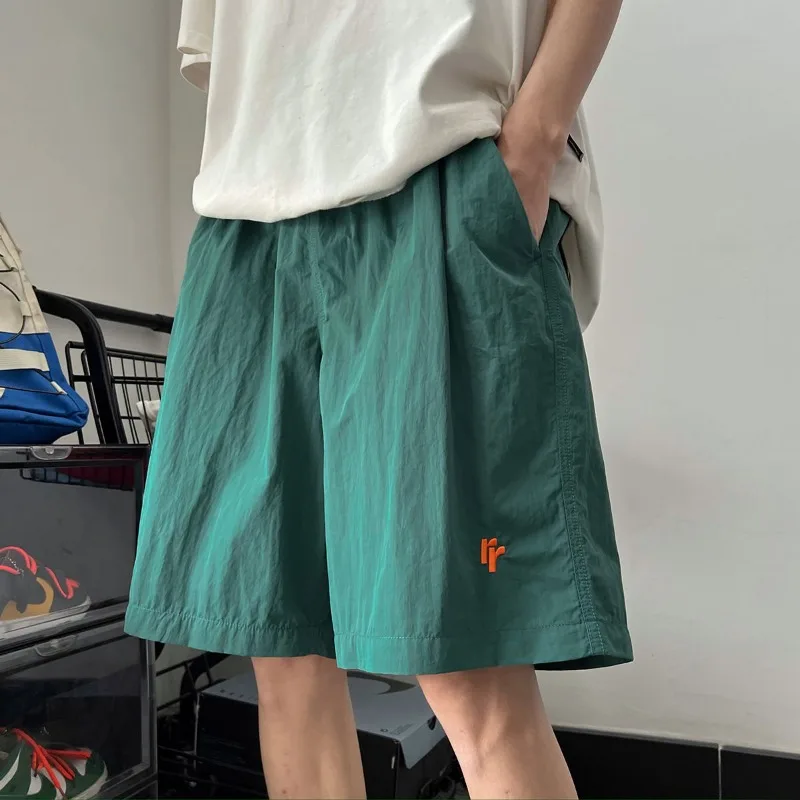 2024 Summer Men's New Patchwork High-waisted Pocket Pants Fashion Solid Color Comfortable Loose All-match Casual Shorts