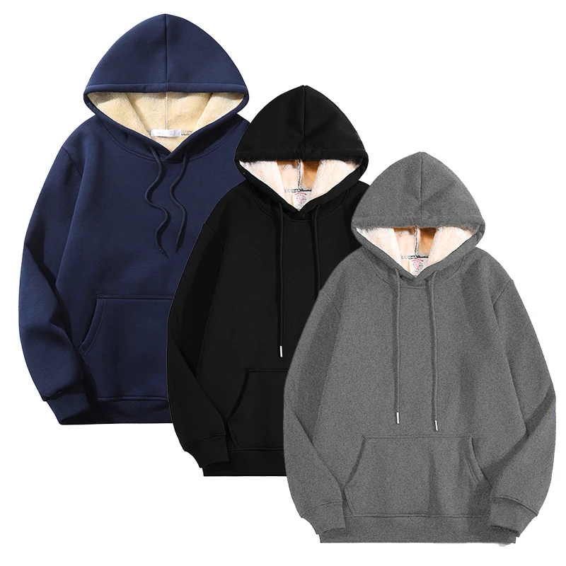 Winter Korean Style Hoodie Hooded Fleece Hoodies Harajuku Men Women Thick Pullovers Thicken Warm Sweater