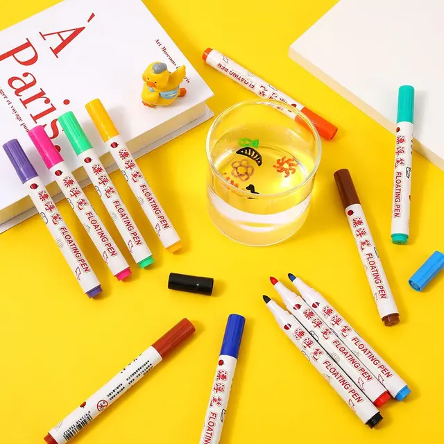 8 12 Colors Magical Water Floating Student Painting Brush Whiteboard Markers Pen Suspension Kids Educational Painting