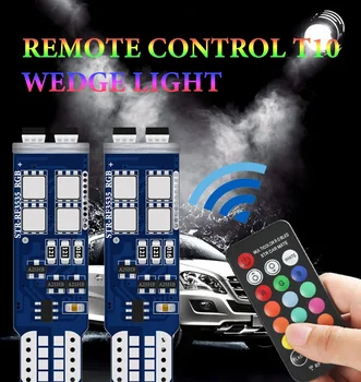 T10 RGB W5W Led 194 168 Canbus Flash Car Clearance lights led 10SMD With Remote Controller Strobe Lamp Wedge Reading  Light 12v 1