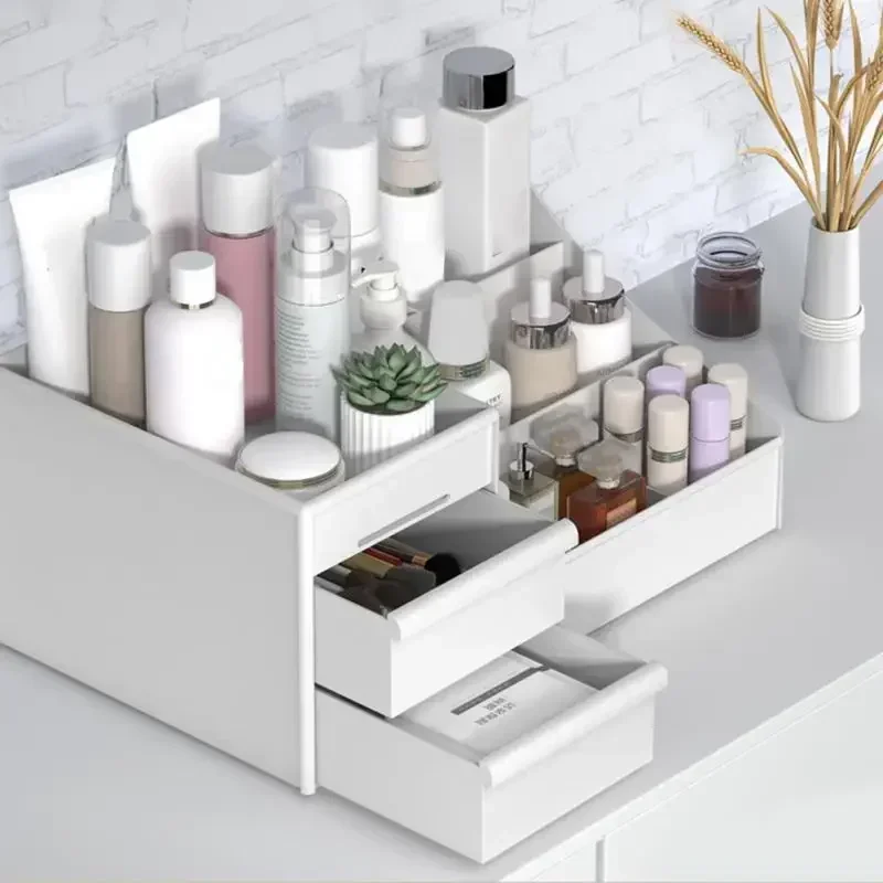 Large Capacity Cosmetic Makeup Organizer Drawers Plastic Bathroom Skincare Storage Box Brush Lipstick Holder Organizers Storage 3